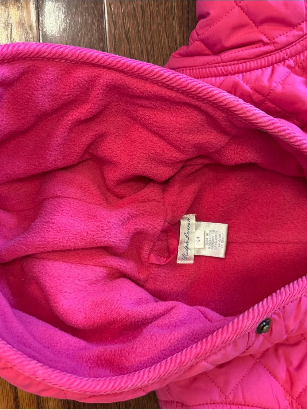 Ralph Lauren Hot Pink Quilted Hooded Footie One-Piece